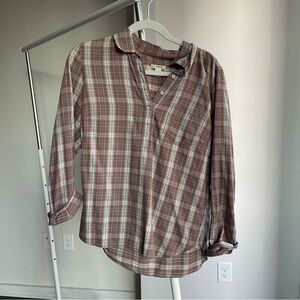 J. Crew Women’s Plaid Shirt - Brown, Light Blue and Gray